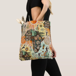 Bolso De Tela Patrón de elementos tribales decorativos del mapa