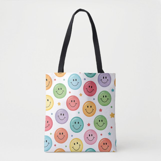 Bolso De Tela Patrón de Emoji Sonriente (Anverso)