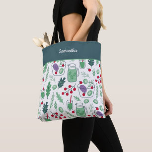 Bolso De Tela Patrón de ensalada vegetal con nombre de compras 