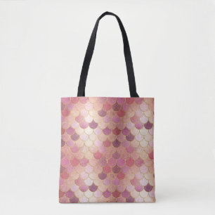 Bolso De Tela Patrón de escala de sirena de Rosa Gold Shimmer