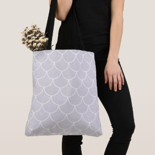 Bolso De Tela Patrón de Escama de Sirena Escalonada Blanca