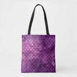 Bolso De Tela Patrón de escamas de sirena glam ombre púrpura