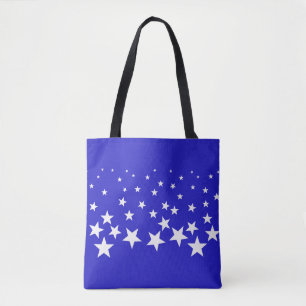 Bolso De Tela Patrón de estrella blanca sobre fondo azul