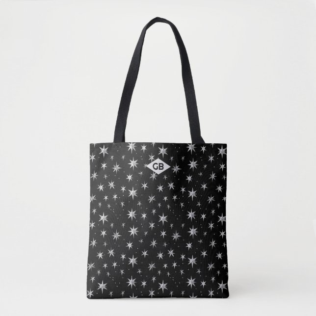 Bolso De Tela Patrón de estrella de plata celeste (Anverso)