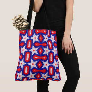 Bolso De Tela Patrón de Estrella Rojo Blanco y Azul