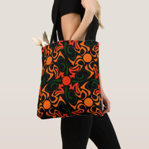 Bolso De Tela Patrón de estrella tribal verde y amarillo