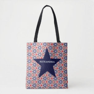 Bolso De Tela Patrón de estrellas azul blanco rojo patriótico am