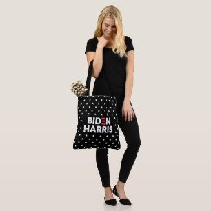 Bolso De Tela Patrón de estrellas Biden / Harris Negro y Blanco