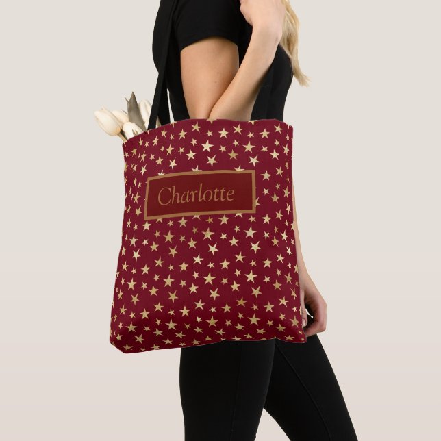 Bolso De Tela Patrón de estrellas de oro rojas (Detalle)