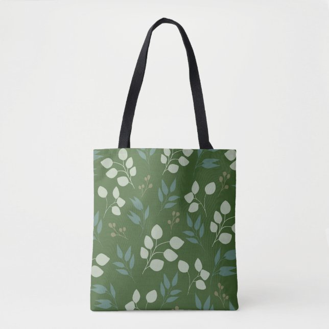 Bolso De Tela Patrón de eucalipto verde (Anverso)