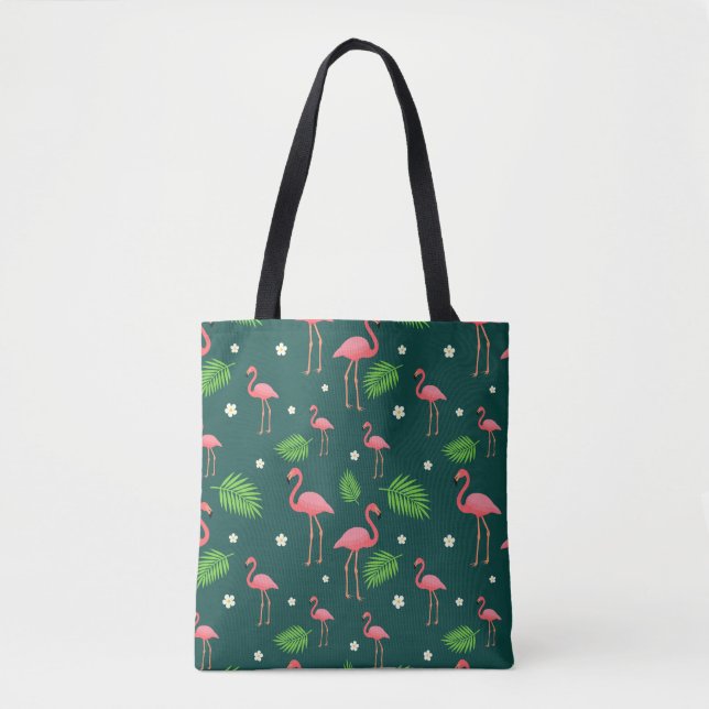 Bolso De Tela Patrón de Flamenco Tropical (Anverso)