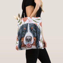 Bolso De Tela Patrón de flor de adormidera de perro de montaña b