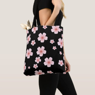 Bolso De Tela Patrón de flor de cerezo rosa estético oscuro flor