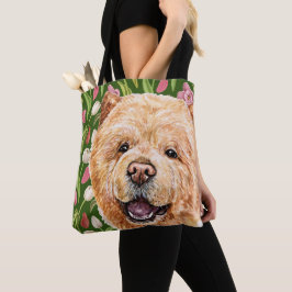 Bolso De Tela Patrón de flor de chow y tulipán de corte