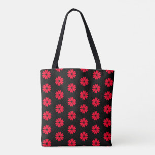 Bolso De Tela Patrón de Flor de Corazón Rojo Elegante