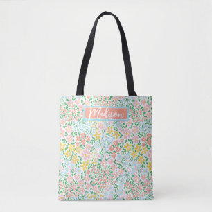 Bolso De Tela Patrón de flor de jardín de color suave