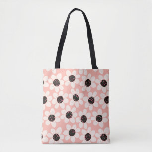 Bolso De Tela Patrón de flor de margarita rosada