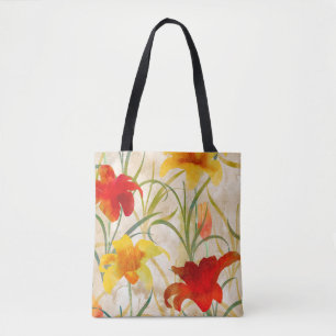 Bolso De Tela Patrón de flor de tulipán de flor silvestre en una