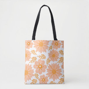 Bolso De Tela Patrón de flor del Naranja de Fuzz de color rosa d
