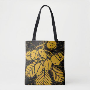 Bolso De Tela Patrón de flor estético de la hoja Flor transparen
