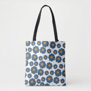 Bolso De Tela Patrón de flor hippie del Naranja azul preppy