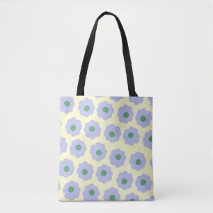 Bolso De Tela Patrón de flor hippie verde azul preppy