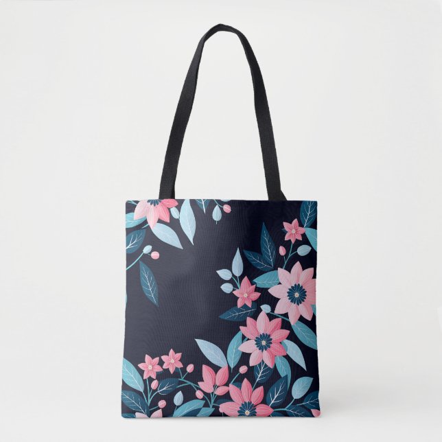 Bolso De Tela Patrón de flor retro (Anverso)