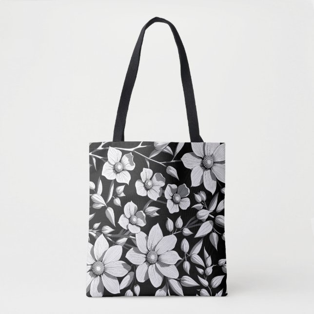 Bolso De Tela Patrón de flor retro (Anverso)
