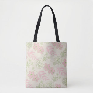 Bolso De Tela Patrón de flor verde rosado retro Y2K 70