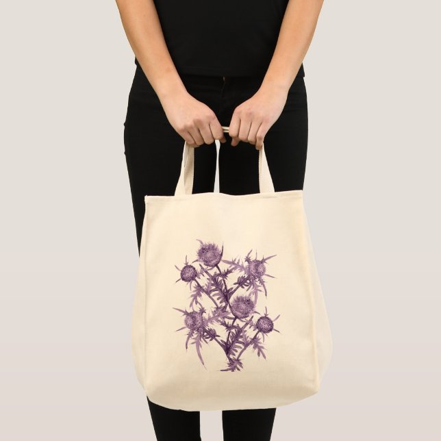 Bolso De Tela patrón de flor violeta (Anverso (producto))
