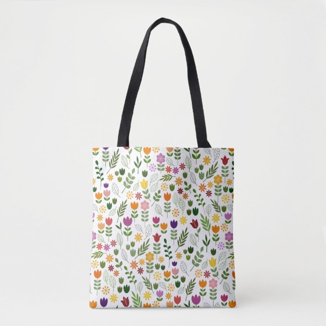 Bolso De Tela Patrón de Flora y Fauna de estilo escandinavo (Anverso)