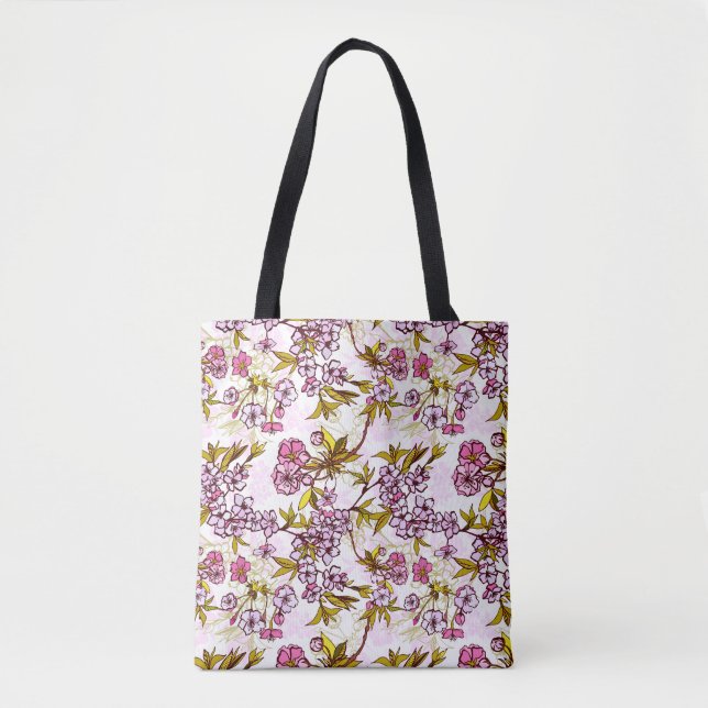 Bolso De Tela Patrón de florecimiento del cerezo (Anverso)