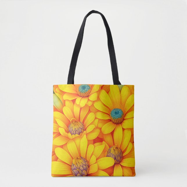 Bolso De Tela Patrón de flores amarillas (Anverso)