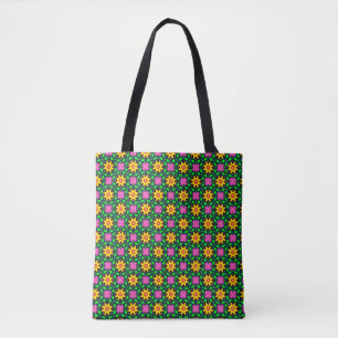 Bolso De Tela Patrón de flores amarillas florales coloridas