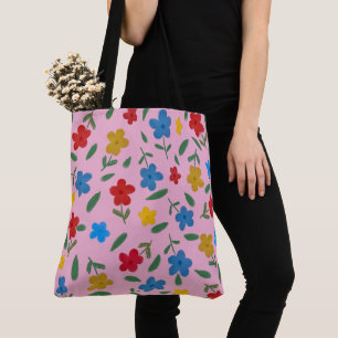 BOLSO DE TELA PATRON DE FLORES COLORIDAS Y ESTILOSAS