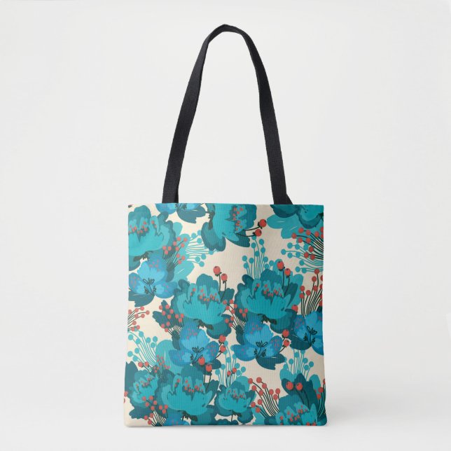 Bolso De Tela Patrón de flores de cosecha (Anverso)