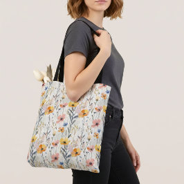 Bolso De Tela Patrón de flores de Gouache Meadow