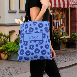 Bolso De Tela Patrón de flores de margarita azul