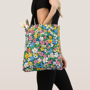 Bolso De Tela Patrón de flores de primavera pequeñas