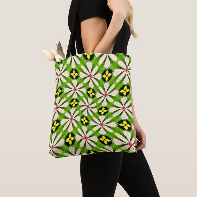 Bolso De Tela Patrón de flores estéticas (Detalle)