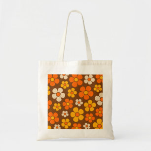 Bolso De Tela Patrón de flores estilo retro de los años 60