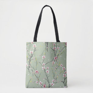 Bolso De Tela patrón de flores pequeñas rojas y amarillas sobre