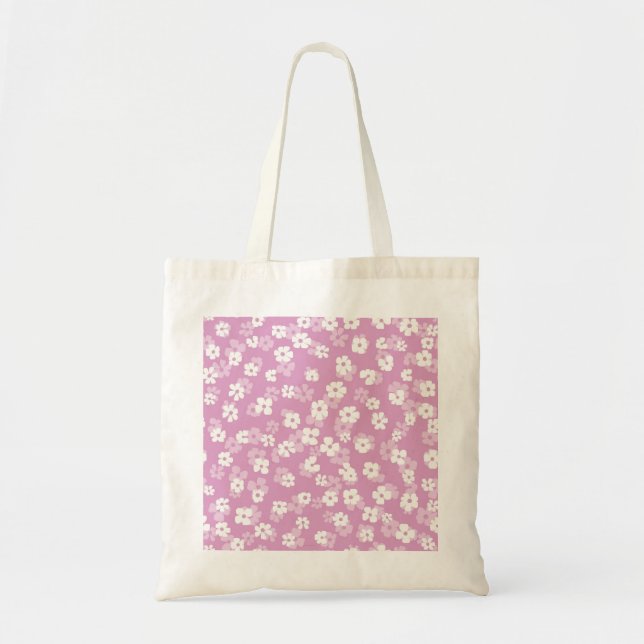 Bolso De Tela Patrón de flores rosadas chilenas (Frente)