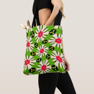 Bolso De Tela Patrón de flores rosadas y blancas