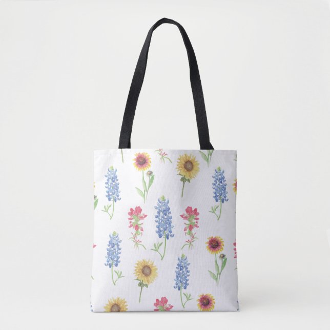 Bolso De Tela Patrón de flores silvestres de Texas (Anverso)