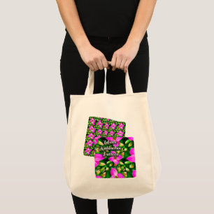 Bolso De Tela Patrón de flores tropicales rosadas
