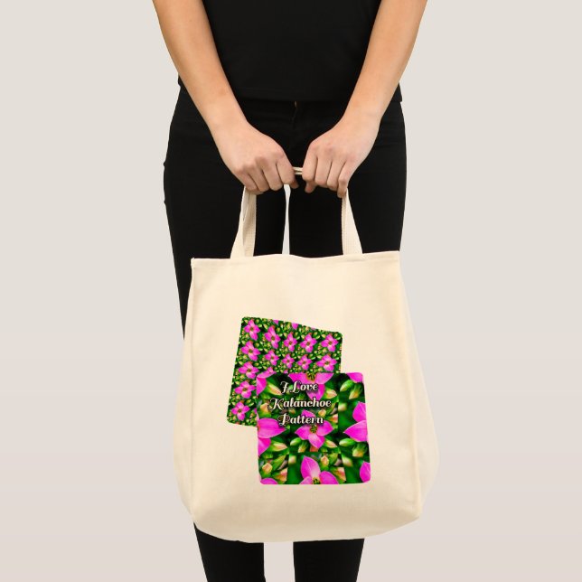 Bolso De Tela Patrón de flores tropicales rosadas (Anverso (producto))