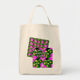 Bolso De Tela Patrón de flores tropicales rosadas