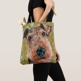 Bolso De Tela Patrón de flores verdes y de tierra de aire puro
