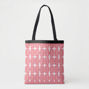Bolso De Tela Patrón de forma geométrica moderna coral rosa y bl